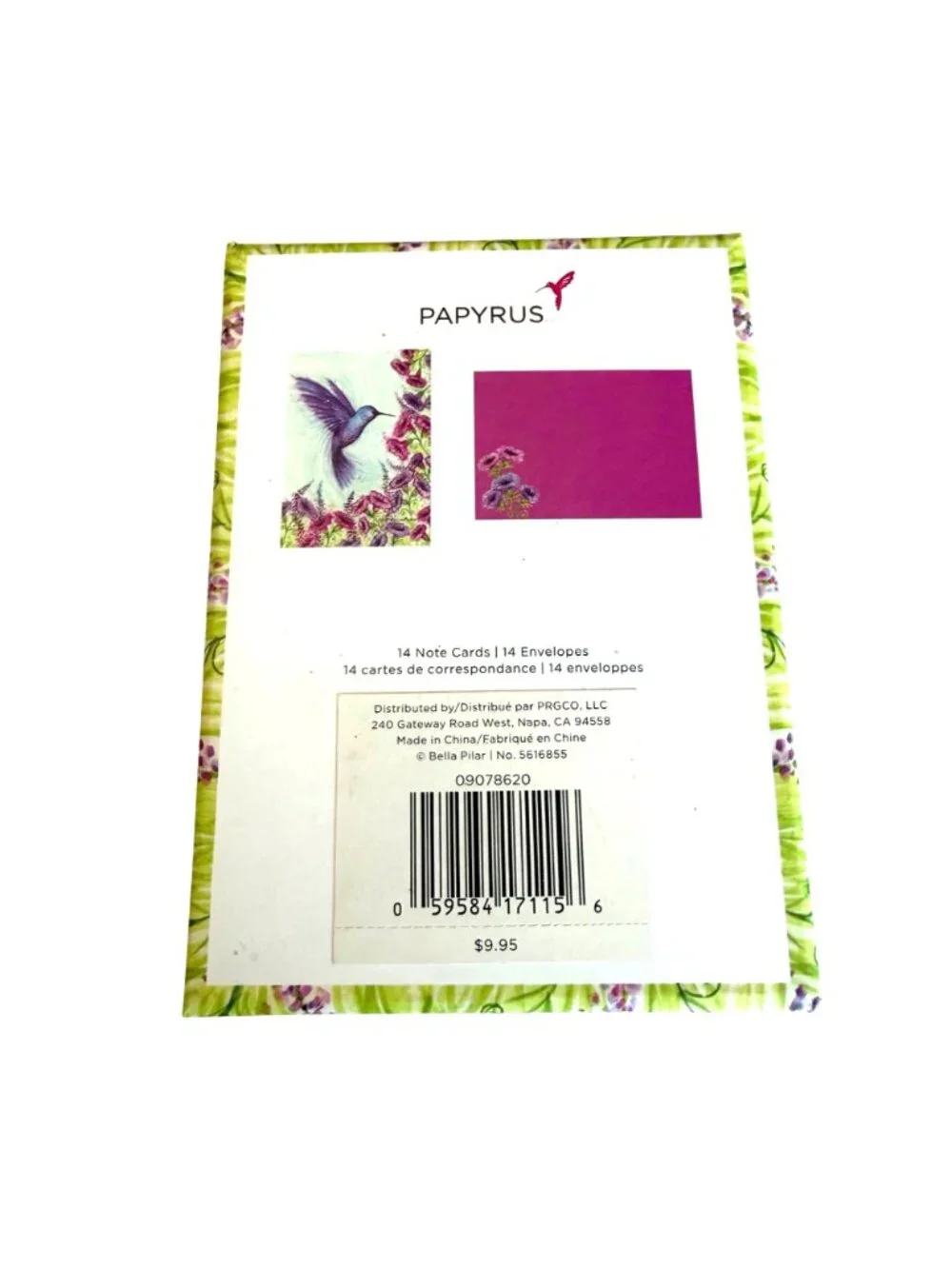 Papyrus 12 Hummingbird Notecards Envelopes Gold Seals Floral Glitter Purple